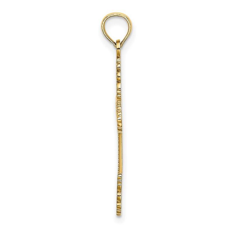 Curata 14k Yellow Gold Scallop Tipped Textured Cross Pendant Necklace 18mmx 25mm