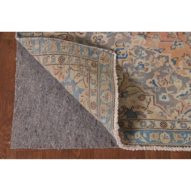 Hand Knotted Oriental 100% Wool Carpet Traditional Floral Oranges & Rust Mashad Area Rug - 10' 2'' X 6' 9''