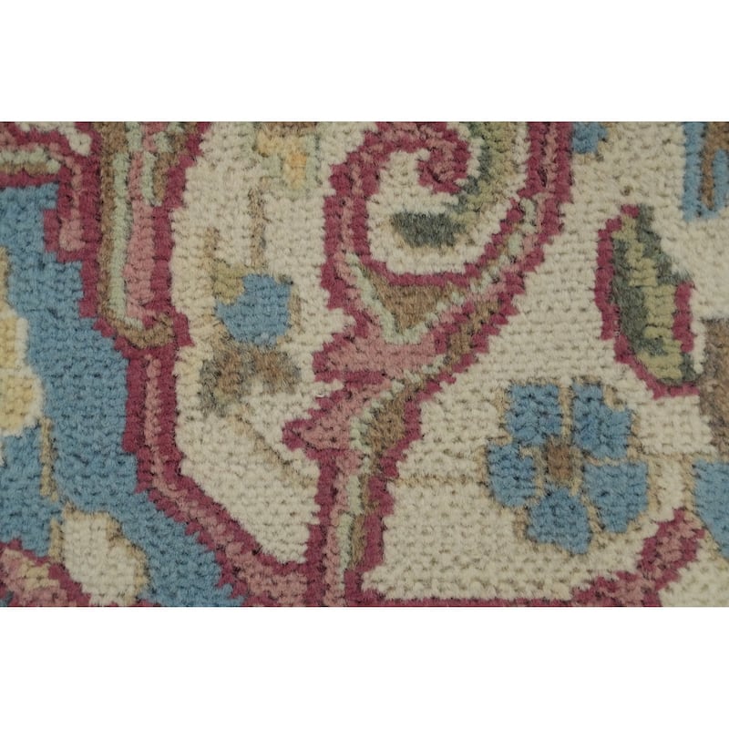 Hand Knotted Oriental 100% Wool Carpet Traditional Floral Pink Kerman Area Rug - 10' 9'' X 8' 1''