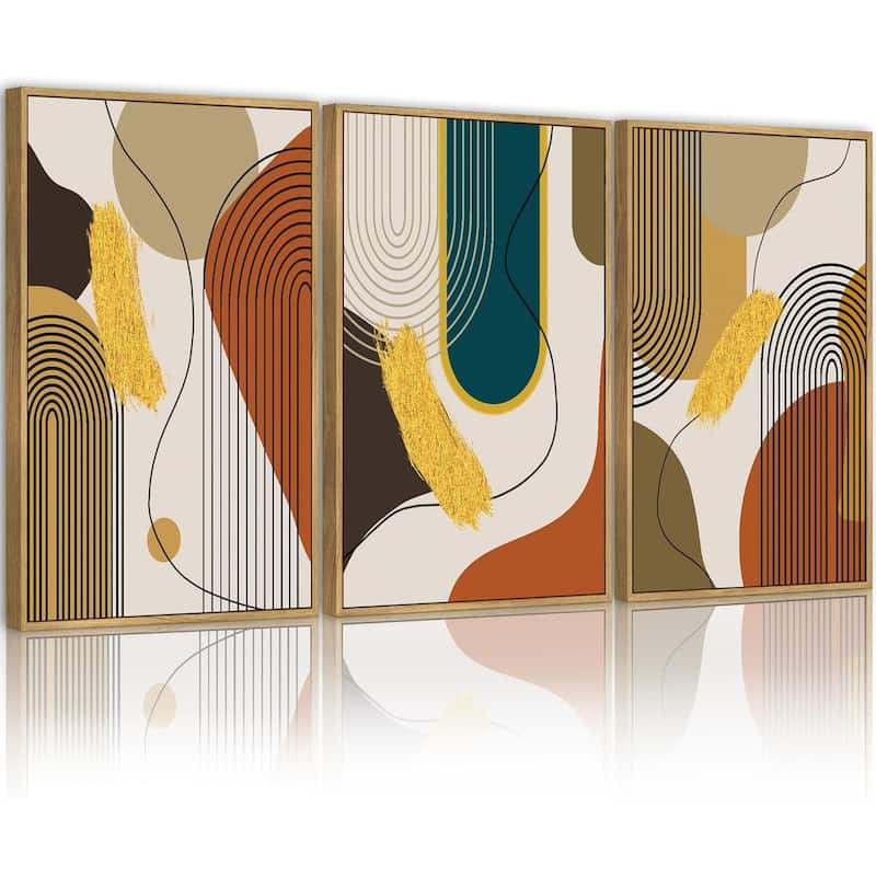 Abstract Framed Wall Art Modern Minimalist Luxury Gold Line Artwork - 11 x 14