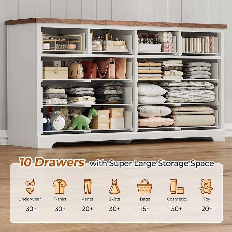 Farmhouse Drawers Dresser for Bedroom Storage Dressers Organizer