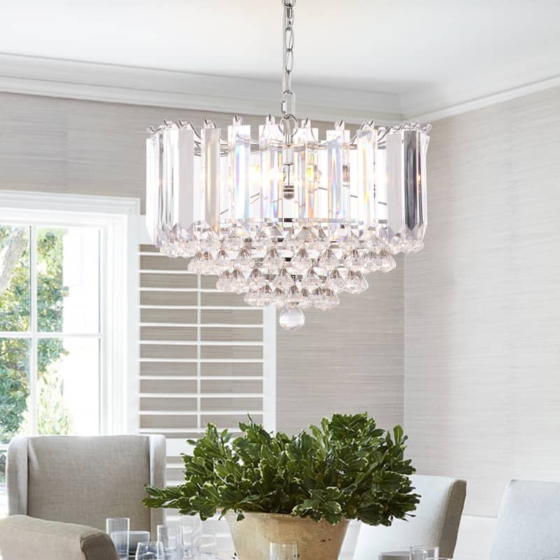 SAFAVIEH Lighting Carly 16.5-inch 2-Light Chrome/ Clear Adjustable Pendant Lamp - 16.5" W x 16.5" D x 16.25-88.25" H
