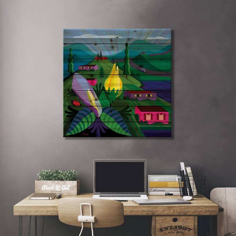 Lake Chapala Print On Wood by Charles Harker - Multi-Color