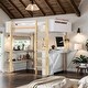 preview thumbnail 1 of 37, Stylish & Simple Full Size Wood Loft Bed With Built-in Storage Cabinet and Cubes, Foldable desk, Sturdy Construction, White White
