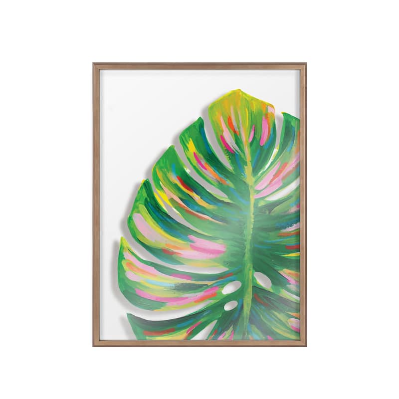 Kate and Laurel Blake Monstera Framed Printed Glass by Jessi Raulet