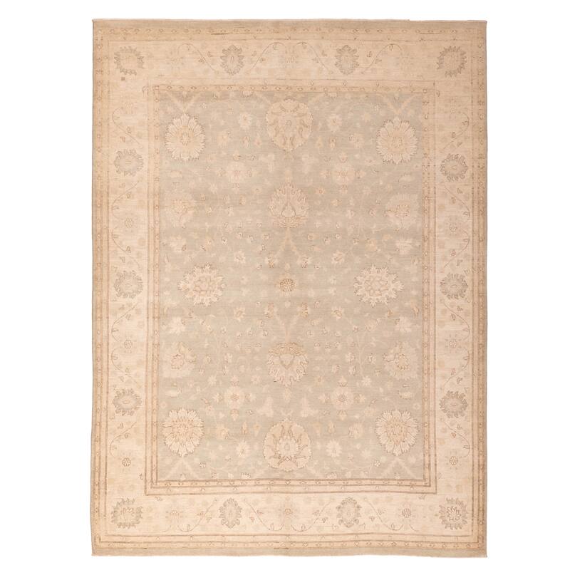 ECARPETGALLERY Hand-knotted Peshawar Oushak Sage Wool Rug - 8'11 x 12'1