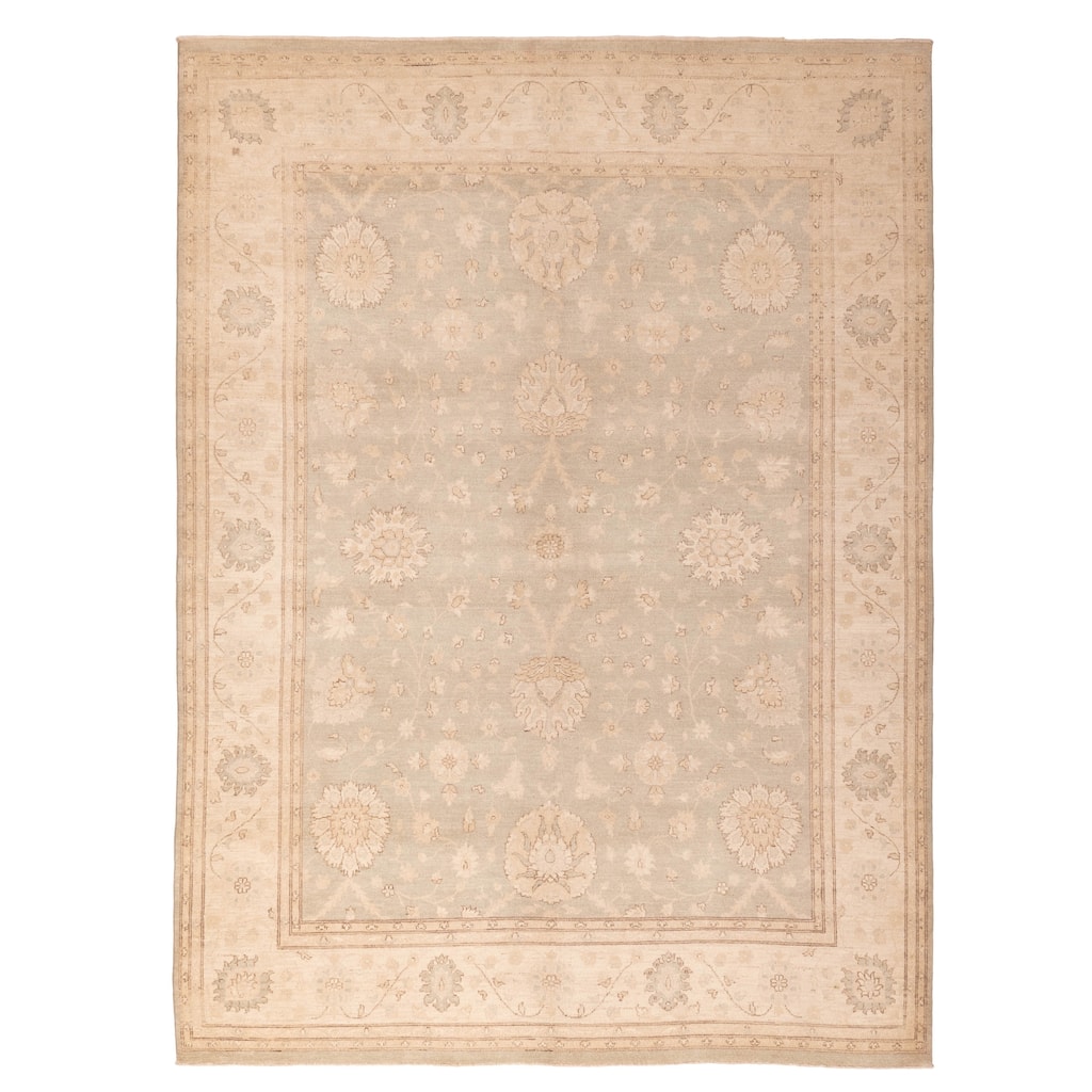 ECARPETGALLERY Hand-knotted Peshawar Oushak Sage Wool Rug - 8'11 x 12'1