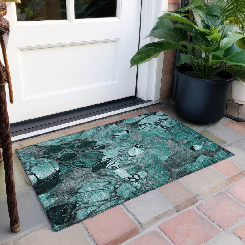 Camo Artistic Abstract Weather Resistant Classic Meets Modern Outdoor Rug