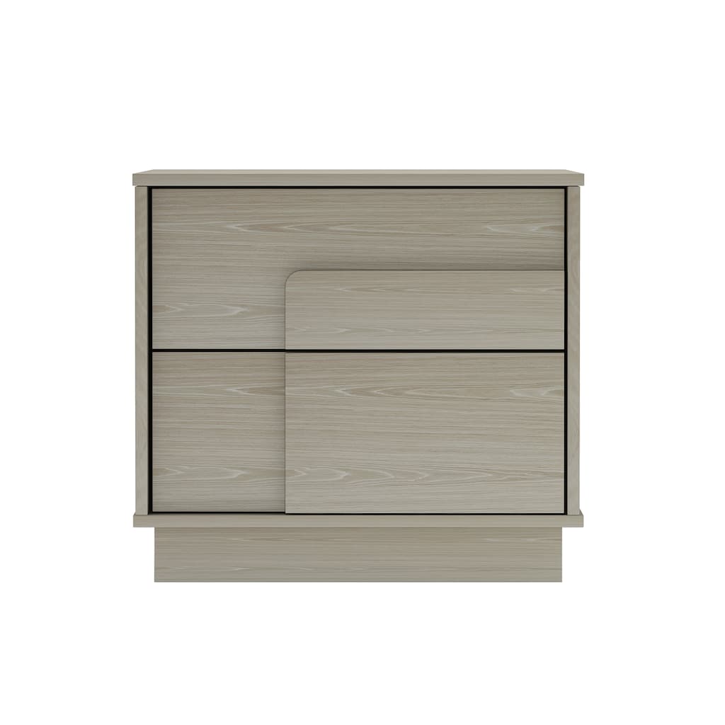 Whitewashed Oak Nightstand with 2 Drawers, Modern Design for Bedroom or Living Room