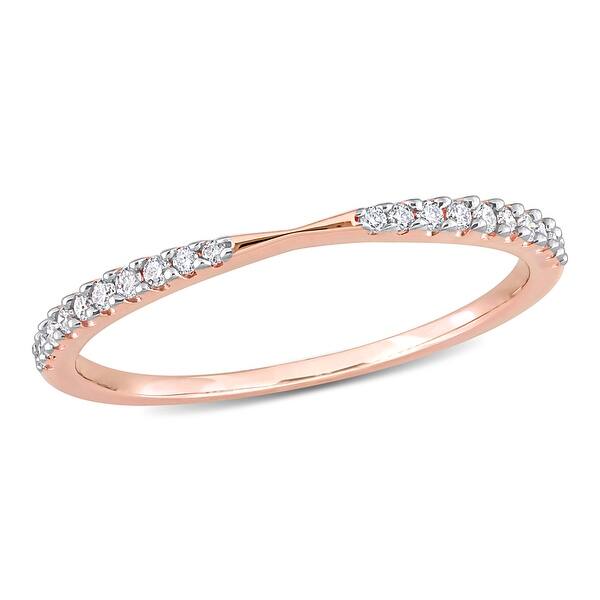 Diamond Contour Fashion Ring Stackable Band Style 1/8ct 10k Rose Gold Diamond Contour Fashion Ring Stackable Band Style 1/8ct 10k Rose Gold