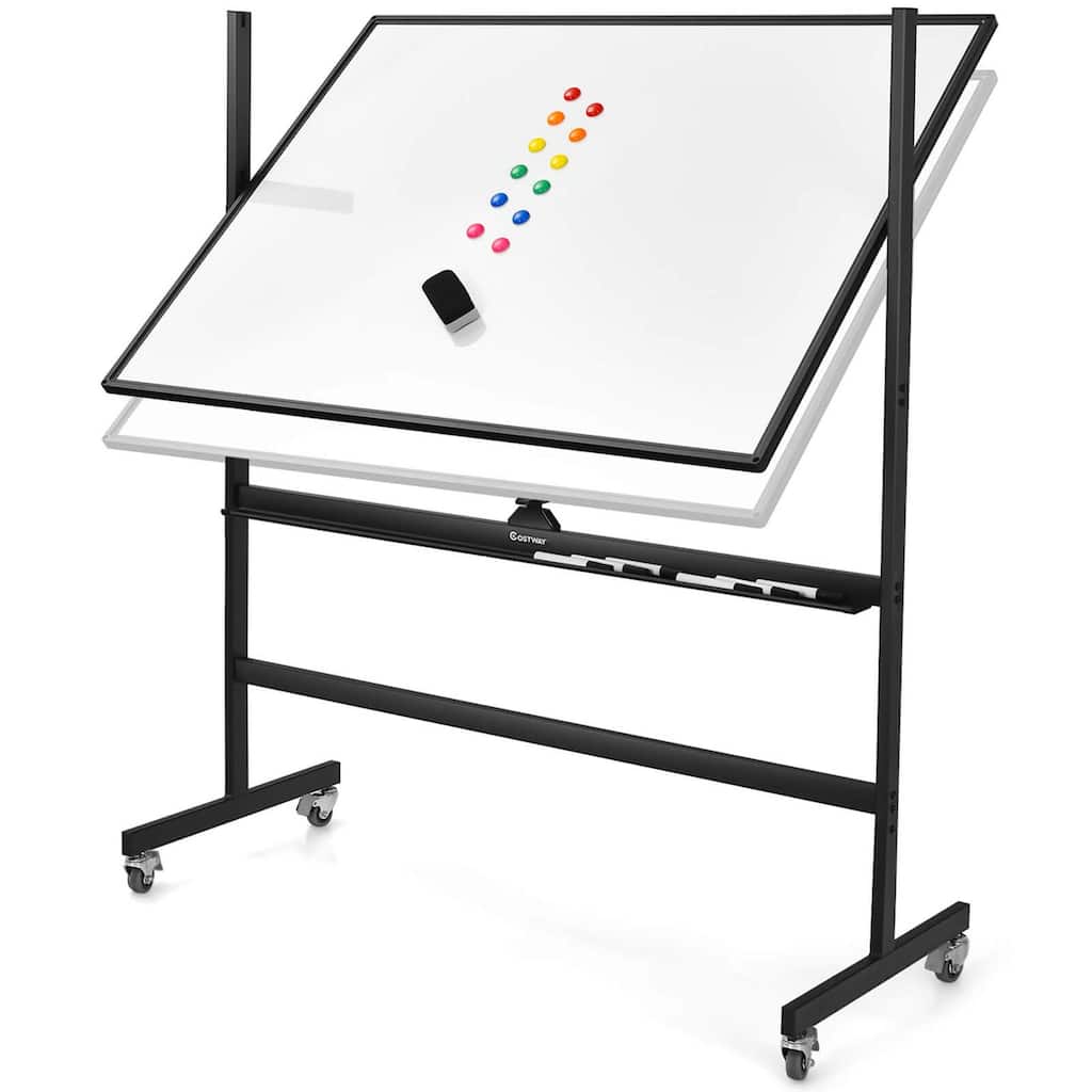 Costway 48''x36'' Mobile Magnetic Double-Sided Reversible Whiteboard - See details
