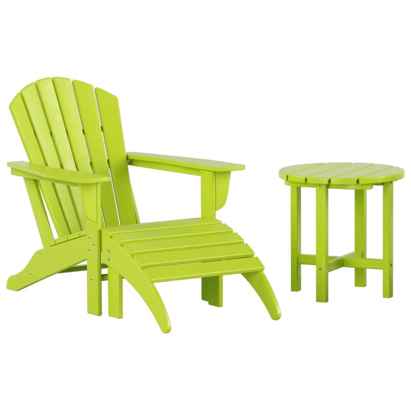 Altura Outdoor Eco-Friendly All Weather Adirondack Chair with Ottoman and Side Table (3-Piece Set)