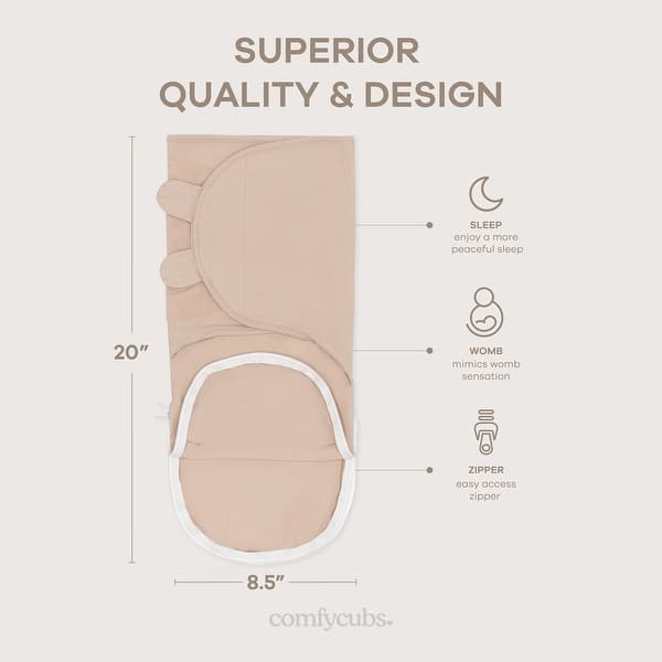 dimension image slide 3 of 4, Easy Swaddle Blanket with Zipper Closure by Comfy Cubs