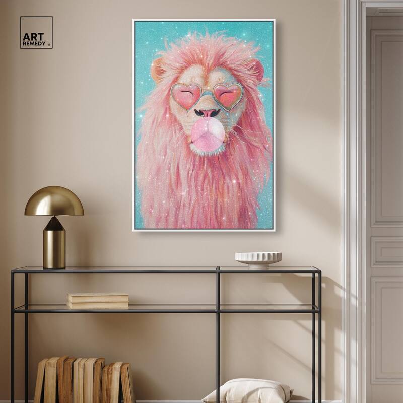 Pastel Lion Bubblegum Canvas by Art Remedy