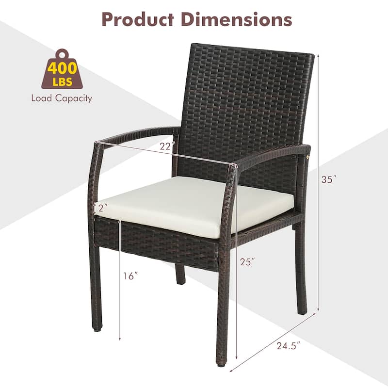 Costway 5PCS Patio Dining Set Cushion Armchairs Acacia Wood Table - 5-Piece