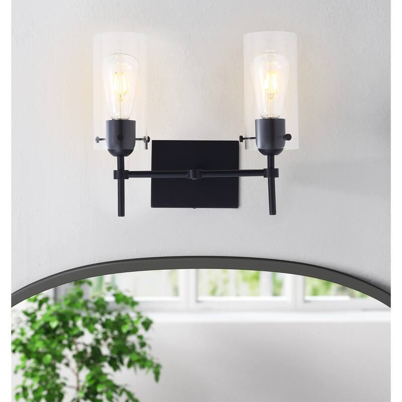 Modern Cylinder Clear Glass Shade Bathroom Vanity Light