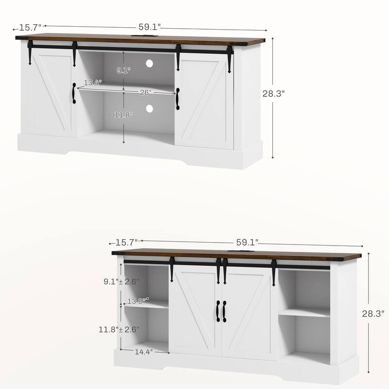 Sideboard Buffet Cabinet Storage Cabinet with Charging Station, Coffee Bar Cabinet with Sliding Doors & Adjustable Shelves