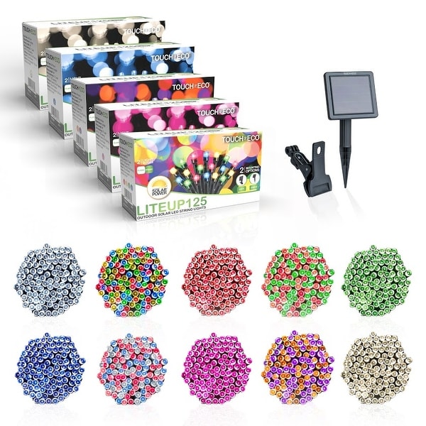 Solar Powered 125 LED String Light - Multiple Color Options. Opens flyout.