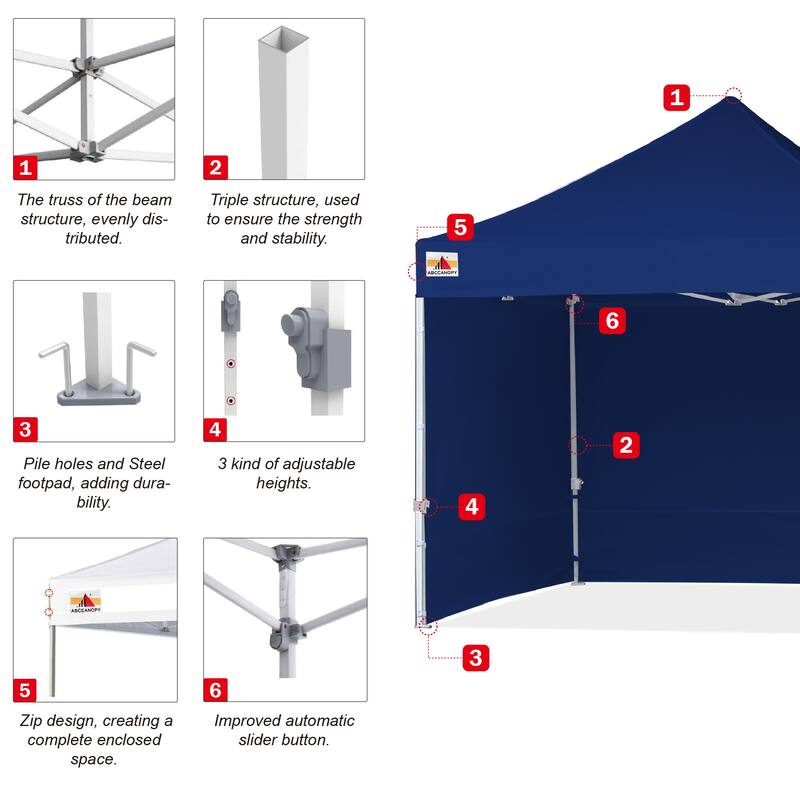 ABCCANOPY Commercial Instant Shade Metal Pop-Up Canopy - 10ftx10ft