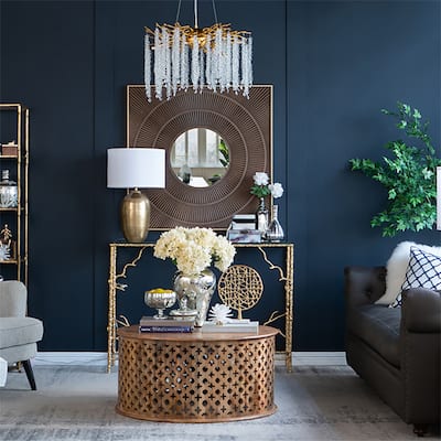 Carved Mirror with Pleated Frame