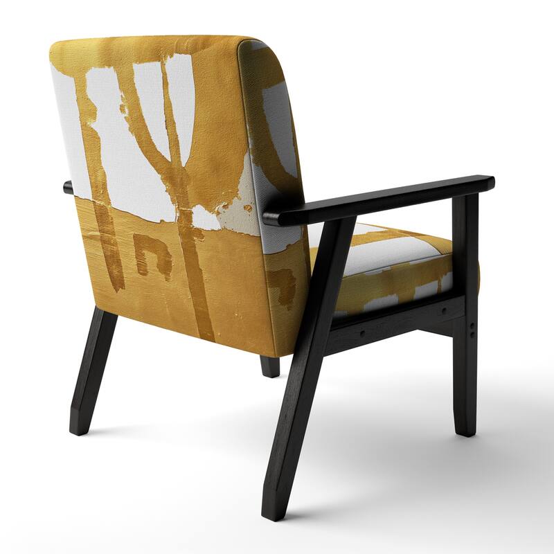 Designart "Black & White Crossing Paths I" Upholstered Abstract Accent Chair - Modern Arm Chair For Bedroom