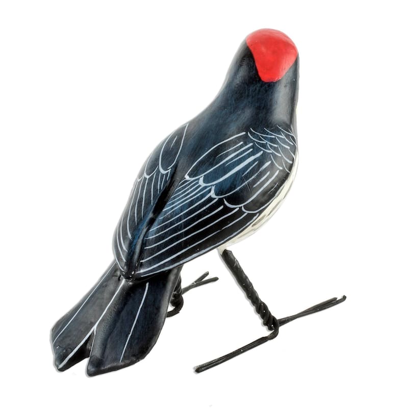 Novica Handmade Acorn Woodpecker Ceramic Figurine - 5" L x 1.8" W x 3" D