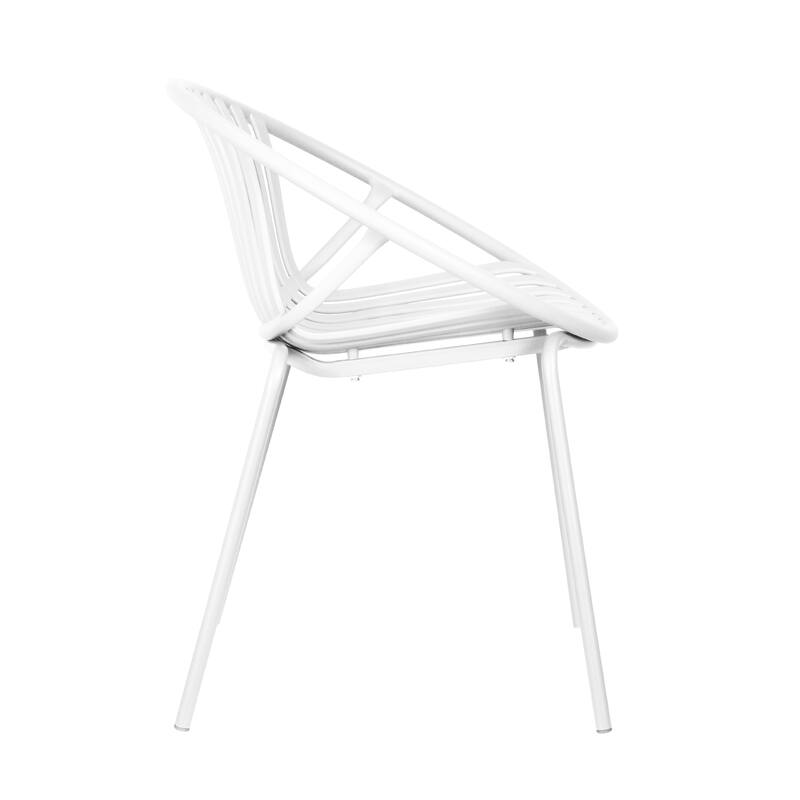 Patio Dining Chairs Set of 2 Modern Stackable Chairs with Breathable Plastic Backrest and Metal Legs for Outdoor, Backyard