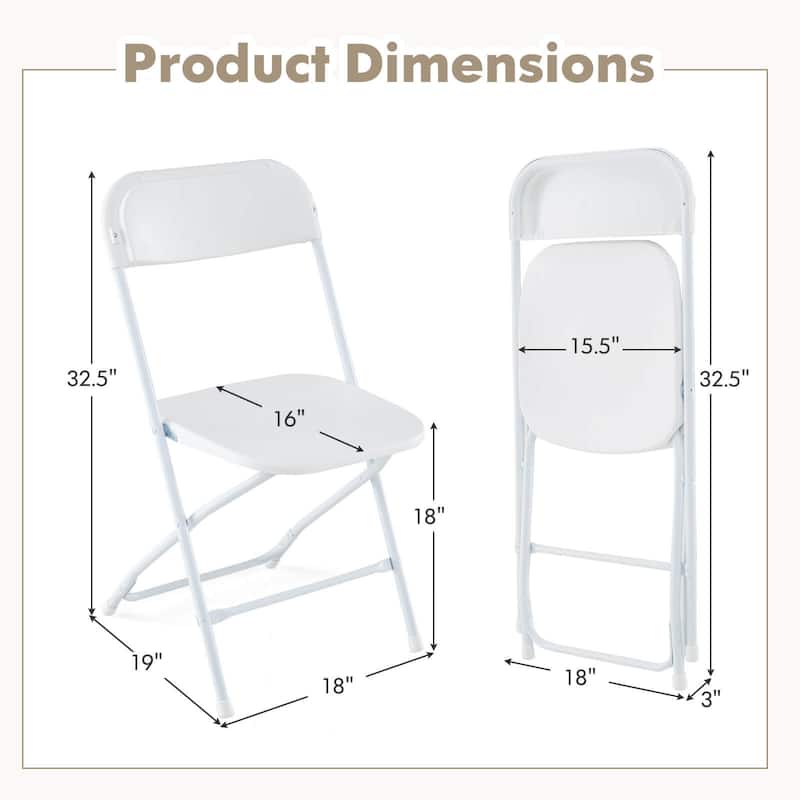 Costway 4/8/12/16/20 Pack Metal Folding Chairs with Plastic Seat &