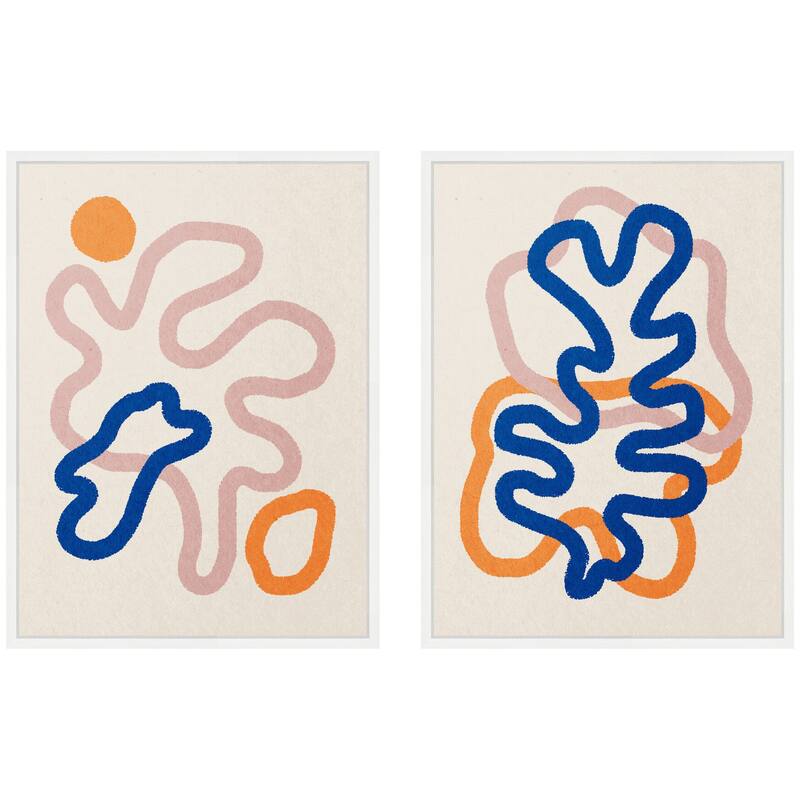 Kate and Laurel Sylvie Abstract Line Art 1 and 2 Framed Canvas Art Set by July Art Prints
