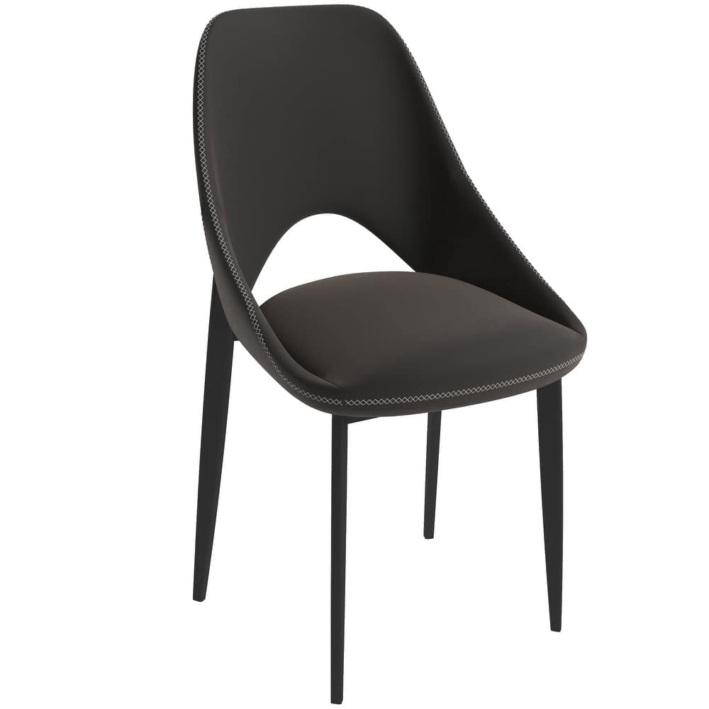 Amalfi Mid-Century Modern Upholstered Dining Chair - Open Back Side Chair with Metal Legs for Kitchen, Dining Room & Living Room
