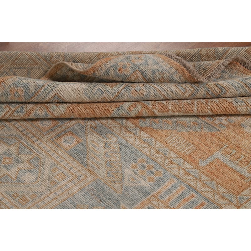 Hand Knotted Oriental 100% Wool Carpet Transitional Tribal Oranges & Rust Oushak Area Rug - 8' 3'' X 5' 9''