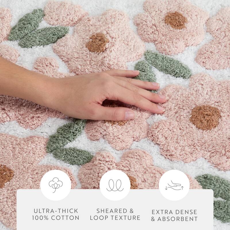 Becky Cameron 100% Cotton Floral Patterned Bath Mat