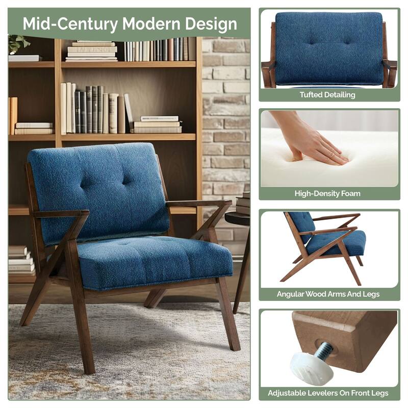 INK+IVY Rocket Upholstered Arm Chair with Angled Wood Frame