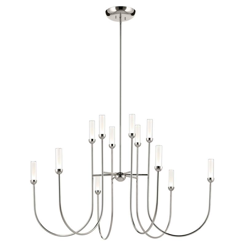 Moraine 50 Inch LED 12 Light 2-Tier Chandelier in Polished Nickel