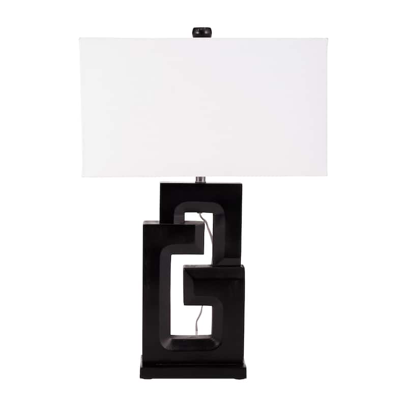 Sagebrook Home Modern Neutral Wood, 27"H Geometric Black Table Lamp - 18" x 10" x 27" - 18" x 10" x 27"