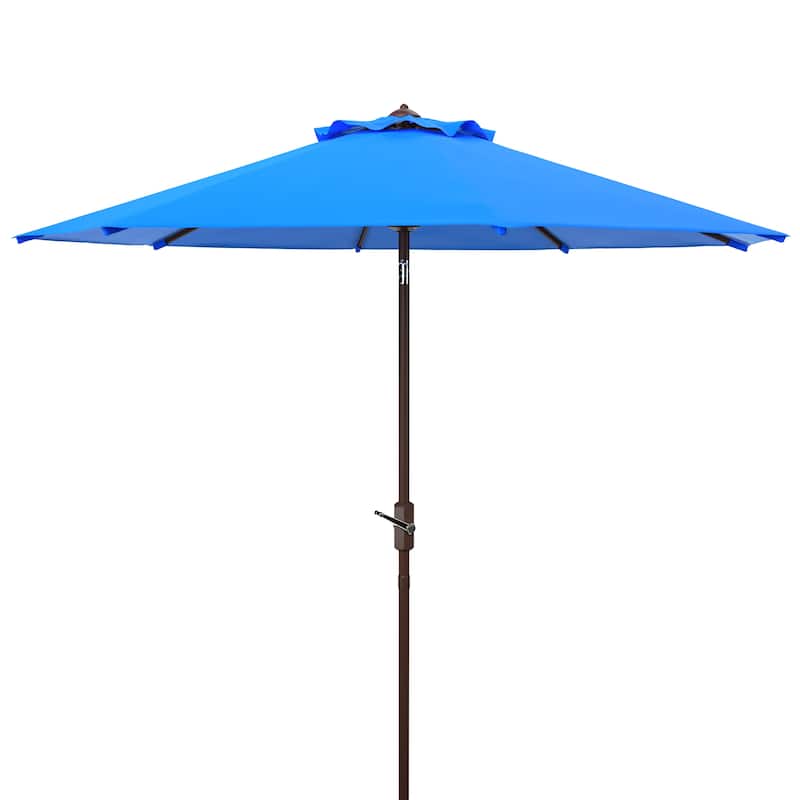 SAFAVIEH Rieta Aluminum Tilt And Crank 9-Foot Patio Umbrella, Base Not Included - Pacific