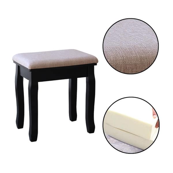 VEIKOUS Modern Makeup Vanity Set with Stool and TriFolding Mirror