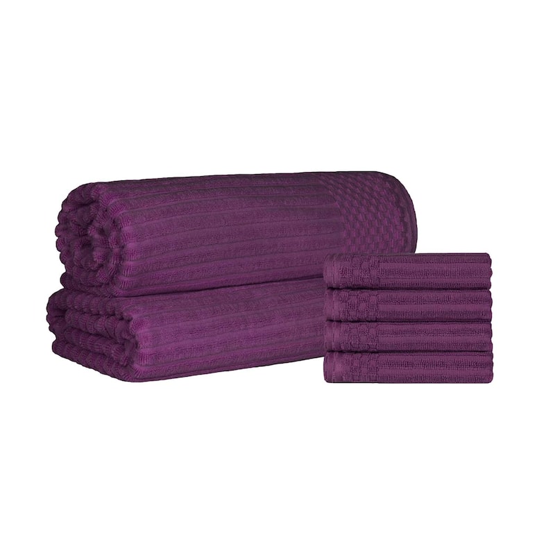 Ribbed Cotton Absorbent Heavyweight Hand Towel and Bath Sheet Set by Superior