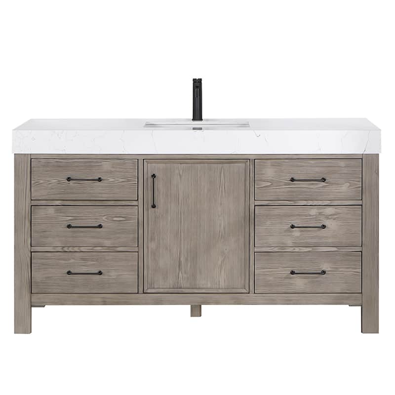 Leon 60 in. Single Bathroom Vanity with Composite Stone Top