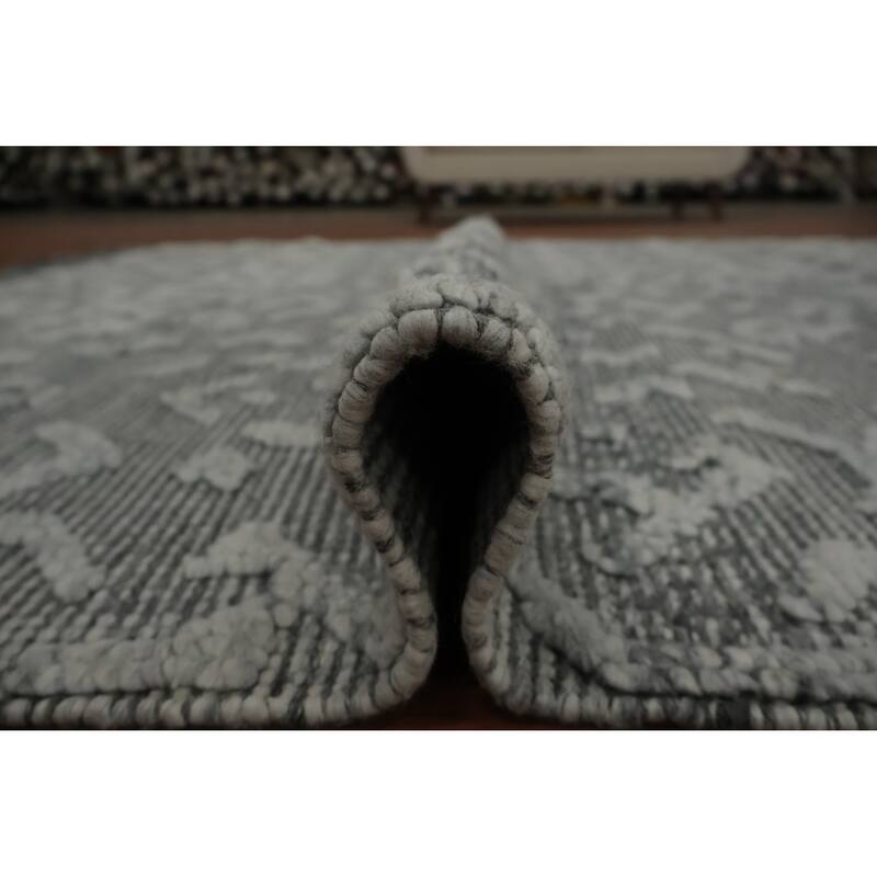 Hand Knotted Oriental 100% Wool Carpet Modern Geometric Greys & Charcoal Modern Gotti Design Area Rug - 10' 5'' X 6' 9''