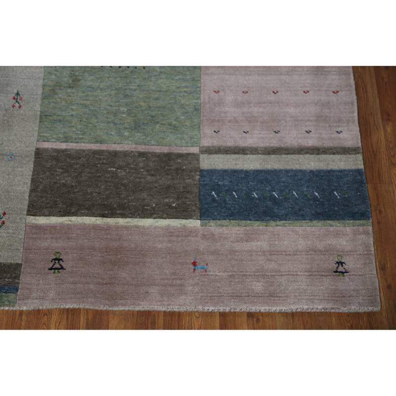 Grey Tribal Gabbeh Indian Area Rug Hand-Knotted Wool Carpet - 5'3" x 7'6"