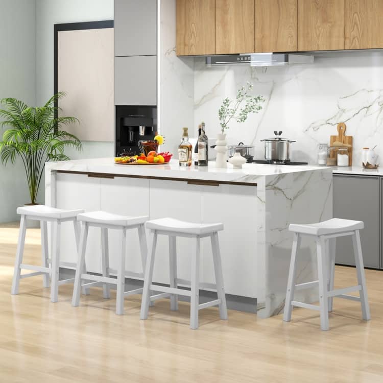 Set of 2 Classic 24 Inch Backless Counter Height Stools for Kitchens - 18" x 14" x 24" (L x W x H)
