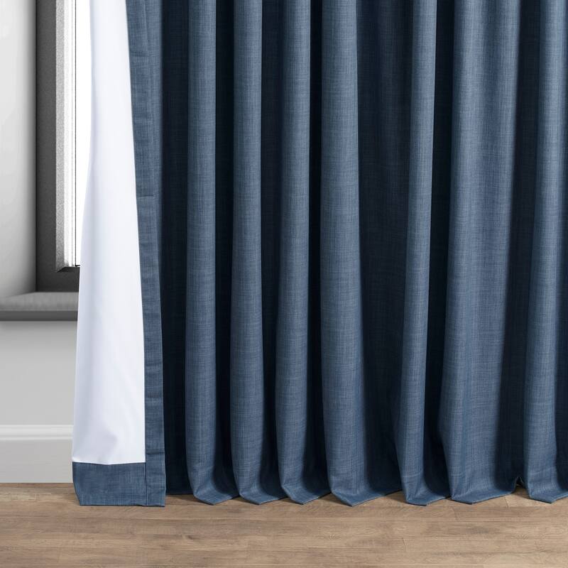 Exclusive Fabrics Extra Wide Performance Linen Blackout Curtains (1 Panel) Thermal Insulated Window Curtains