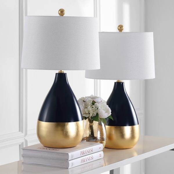 Navy and gold shop lamp