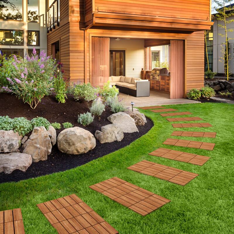 Yaheetech Pack of 27 Waterproof Acacia Wood for Flooring for Outdoor & Indoor