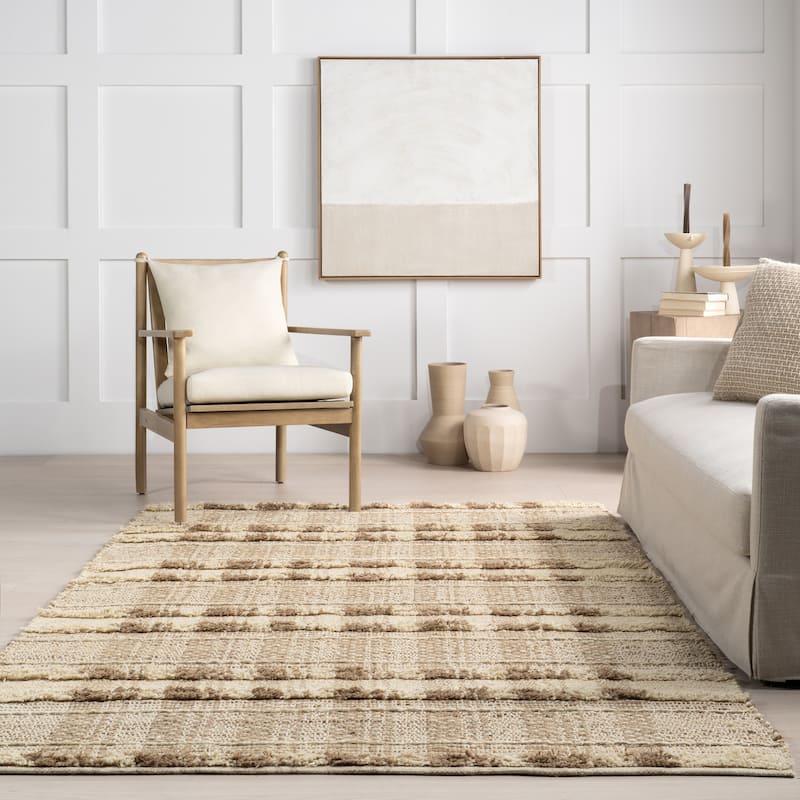 Nuloom Blakley Textured Plaid Jute Area Rug