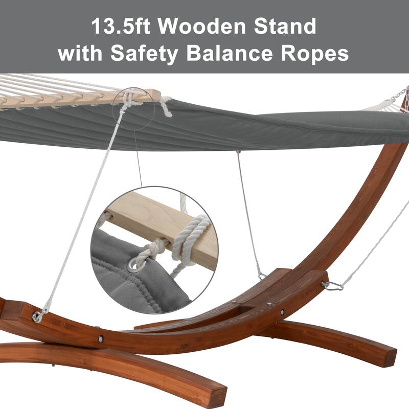 Double Spreader Bar Hammock With 13.5 ft. Wooden Stand - 162*55.1*48.8