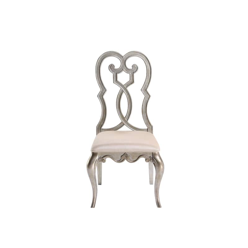 HomeRoots Set of Two Ivory and Champagne Upholstered Velvet And Solid Wood Dining Side Chairs