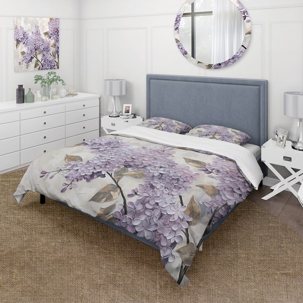 slide 2 of 6, Designart - Beautiful Lilac Dreamscape I - Lilacs Bedding Cover Set - Traditional Bed Sets With Shams