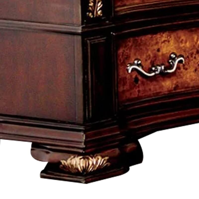 Iliana 8 Drawer Wide Dresser with 2 Door Cabinet, Dark Cherry Brown Wood
